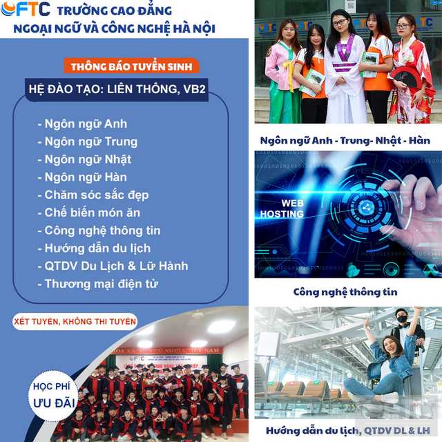 Cao đẳng Ngoại ngữ và Công nghệ Hà Nội tuyển sinh hệ vừa học vừa làm