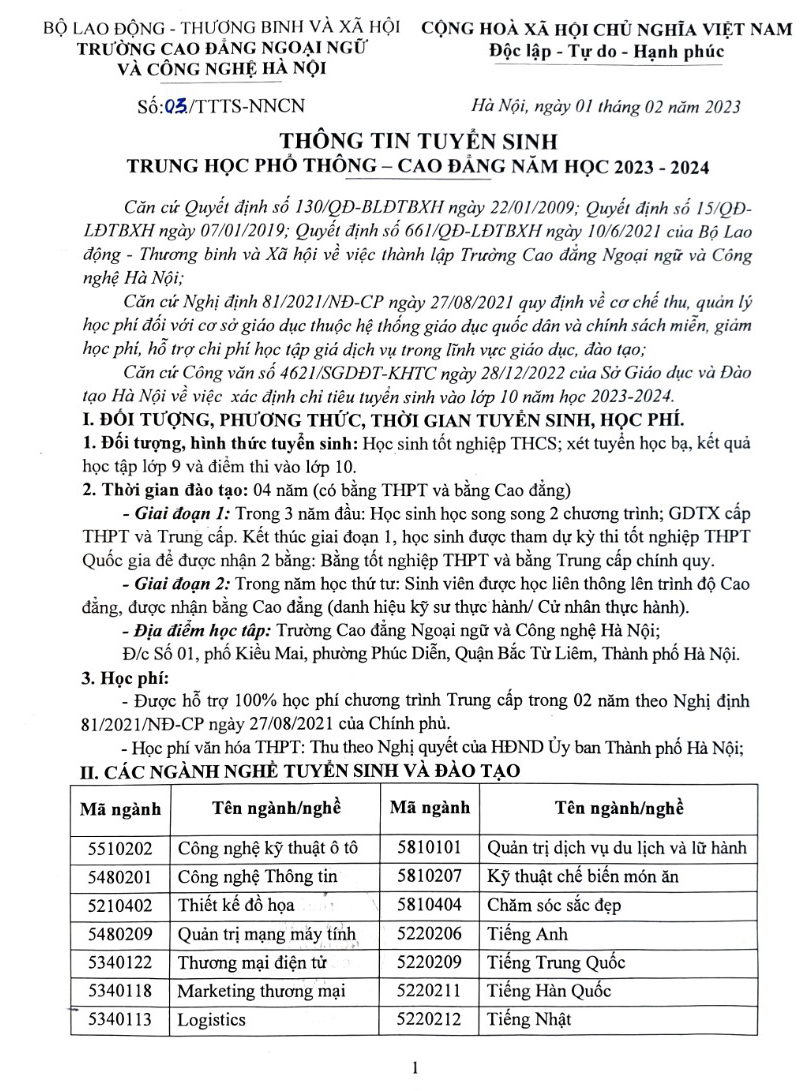 hệ 9+ cao đẳng