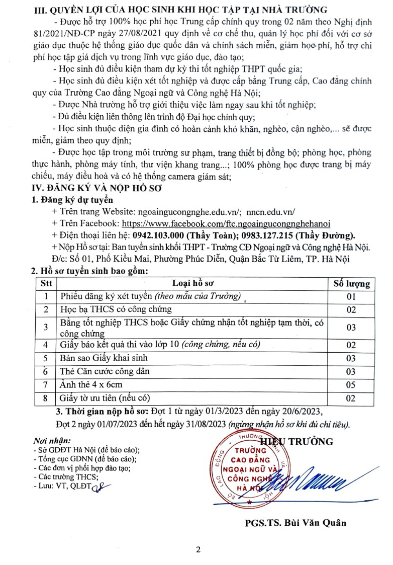 chương trình 9+ cao đẳng