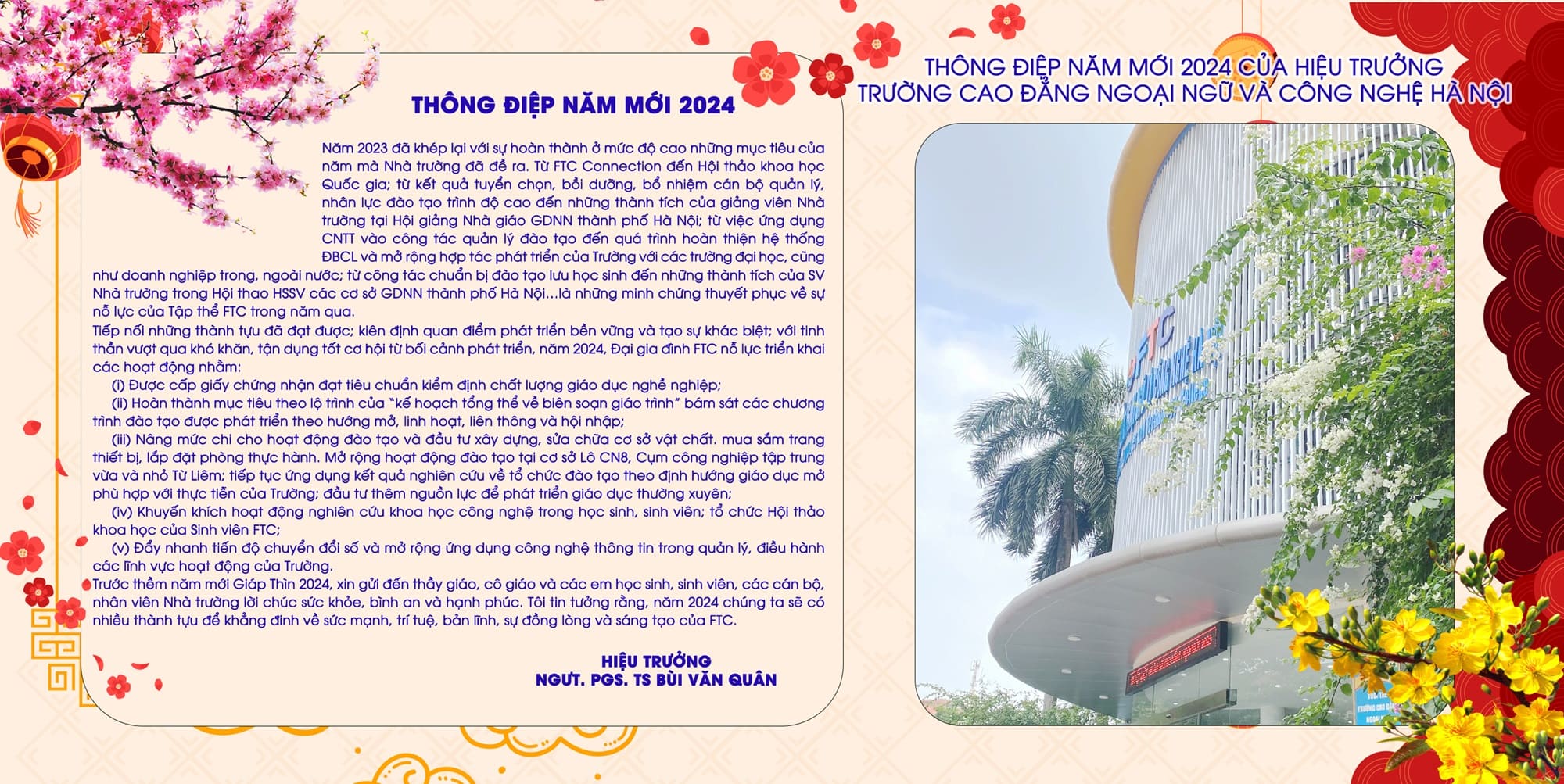 thông điệp năm mới cuar hiệu trưởng